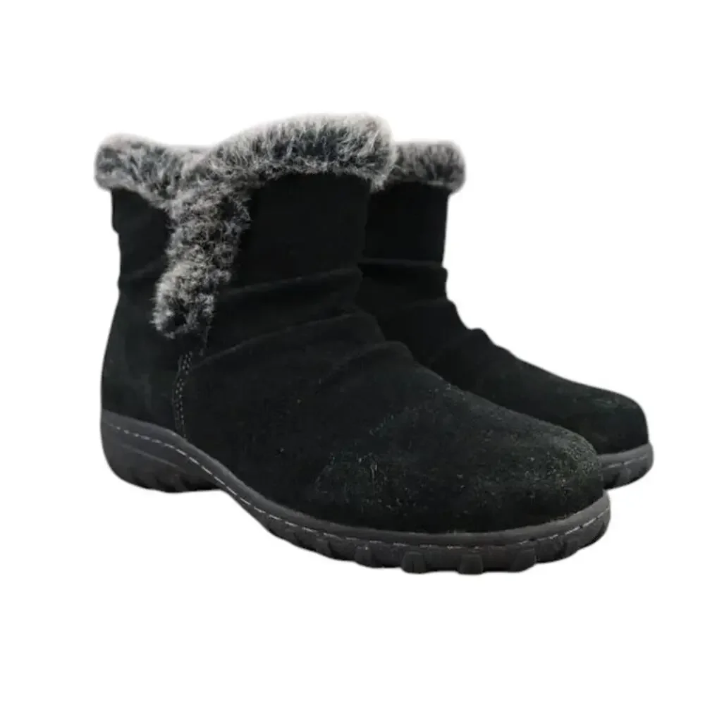 Khombu Shoes Womens 8 Boots Winter Leather Faux Fur Lisa Classic Comfort Black